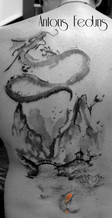 Tattoos - Watercolor dragon - 91727